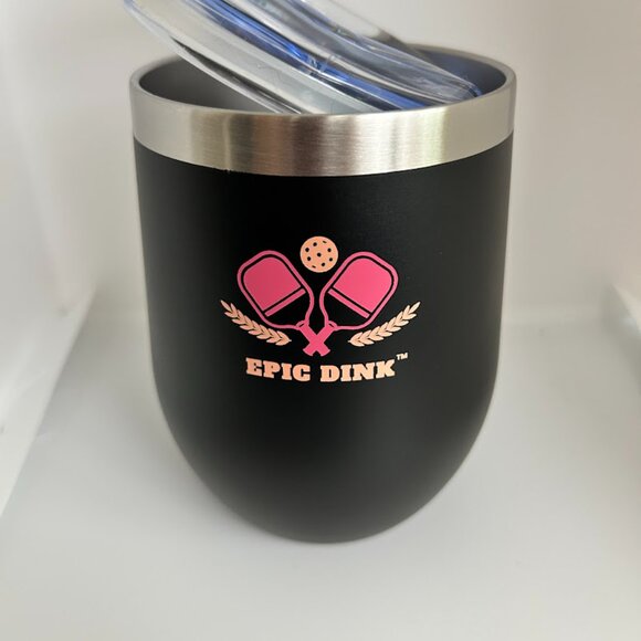 Pickleball "I'd Rather be Dinking" Stemless Wine Tumbler 12 oz - Picture 3 of 7
